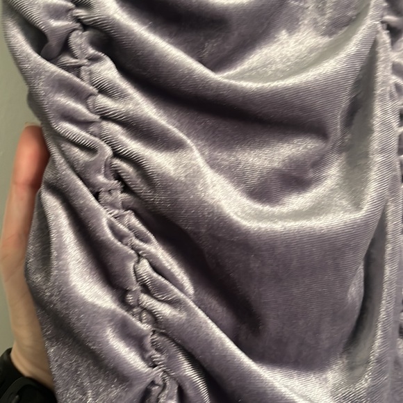 Purple Velvet Rouched Dress - Picture 2 of 4